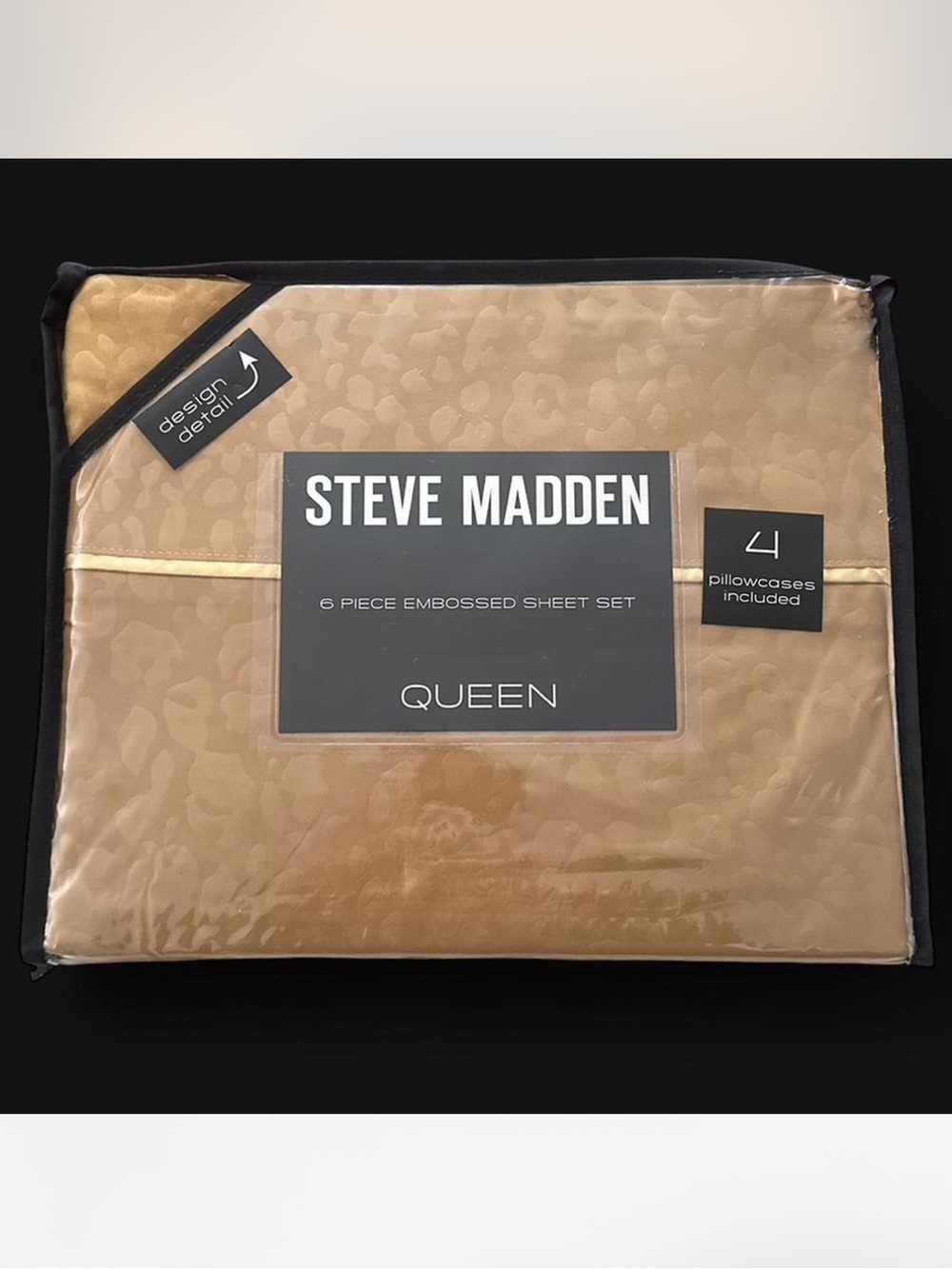 Steve Madden Leopard Gold Tan Queen Sheets New